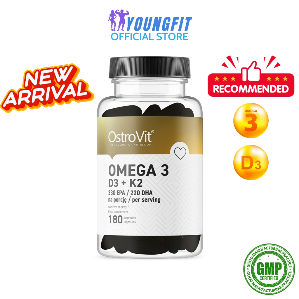 Viên Uống Omega 3 D3 K2 OstroVit 180 Viên Chính Hãng Tăng Cường Sức Khỏe Toàn Diện - YoungFit x Best Nutrition