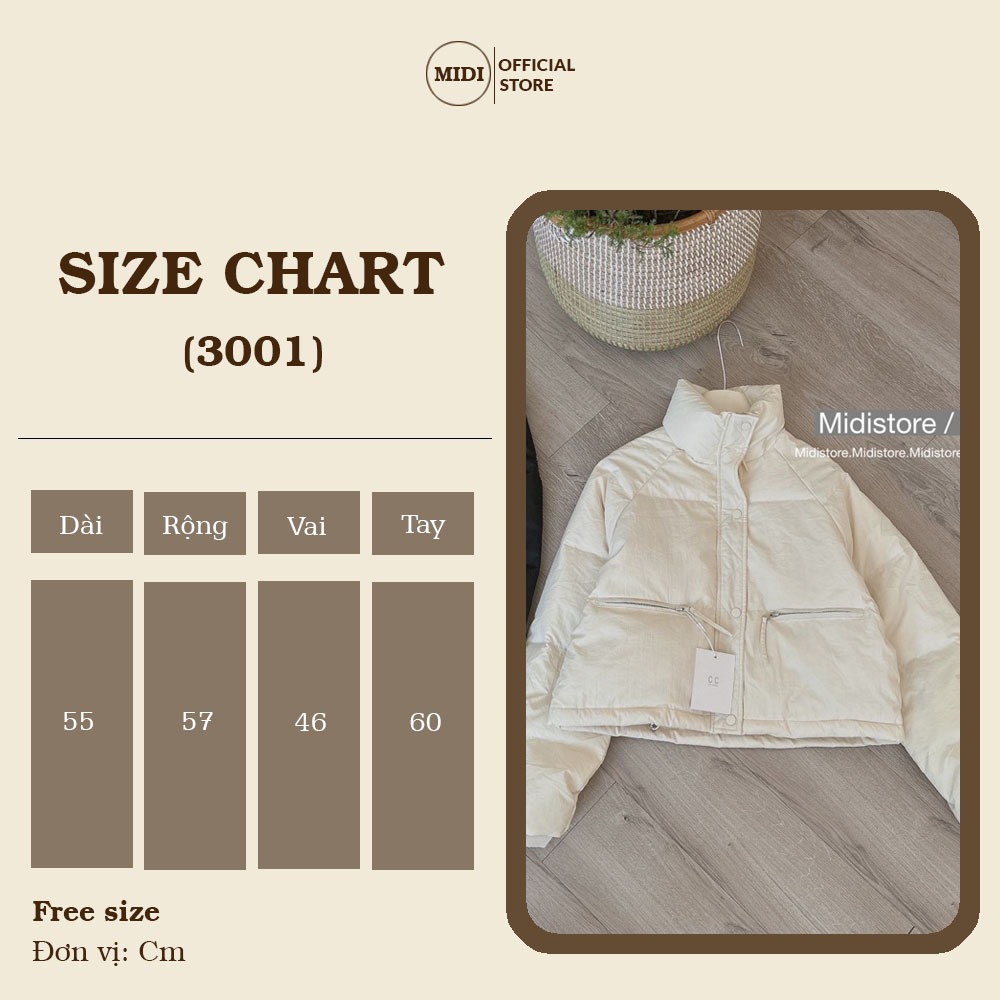 Áo Phao 2 túi khoá CC  - MIDISTORE