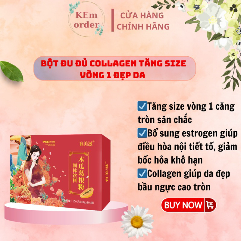 Bột Đu Đủ Tăng Size Vòng 1 Đẹp Da Hộp 10 gói