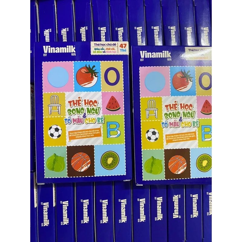 Thẻ học song ngữ và tô màu Vinamilk loại đẹp,dày dặn nhiều chủ đề chữ cái, số, con vật, hoa quả ..🌹 freeship🌹🌹hkm sữa