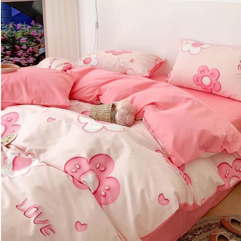 Bộ chăn ga gối cotton living organic free size 4 món + Quà tặng, 100% chất cotton cao cấp, sửa chun ga theo yêu cầu M159