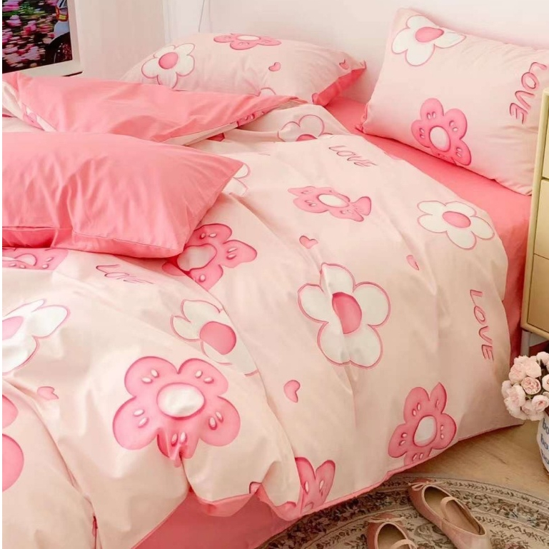 Bộ chăn ga gối cotton living organic free size 4 món + Quà tặng, 100% chất cotton cao cấp, sửa chun ga theo yêu cầu M159