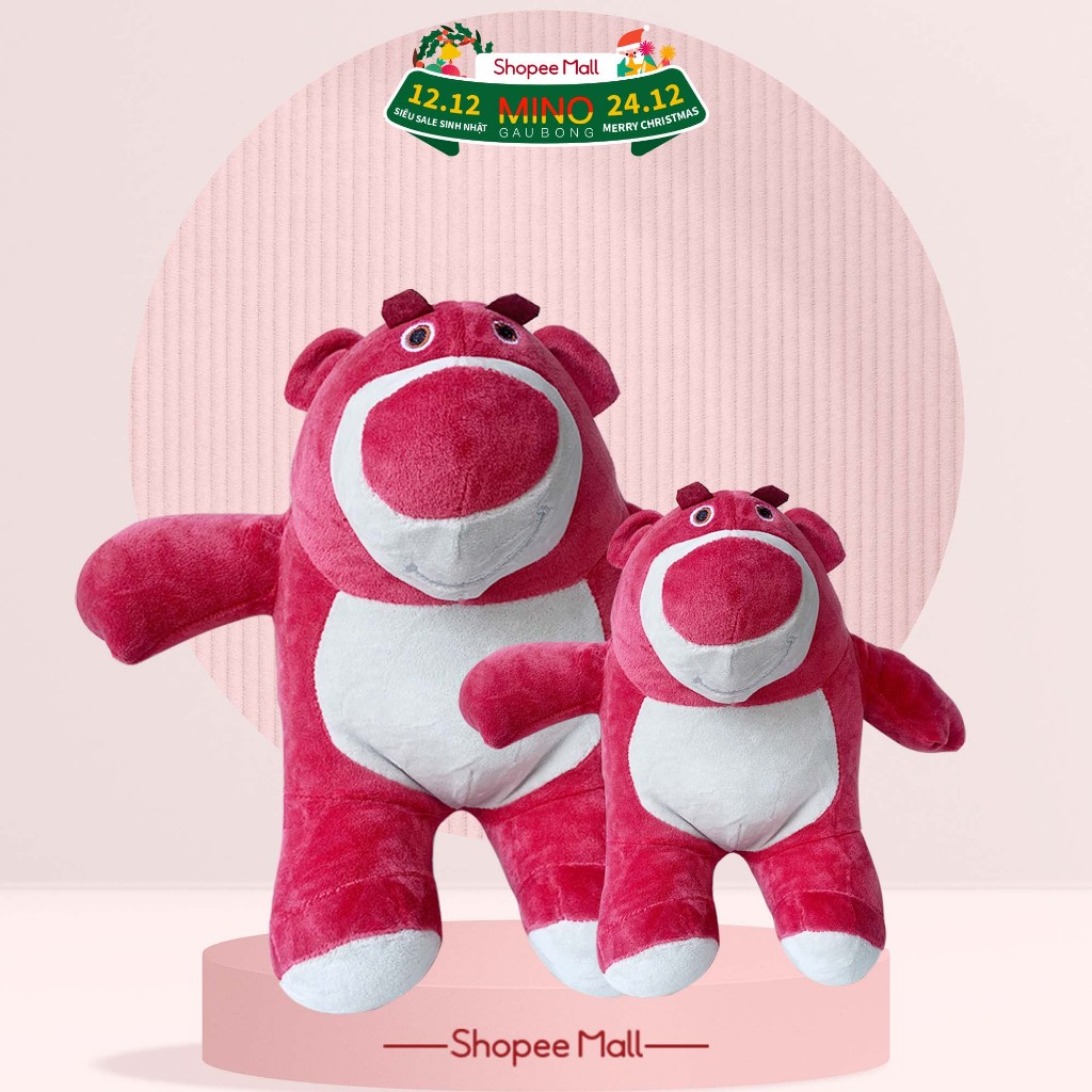 Gấu Bông Gấu Dâu Lotso Ngồi 20-25cm Cute Dễ Thương MINO STORE TH219