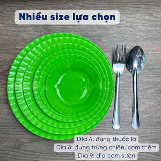 🔥 set 5 cái dĩa nhựa trong, xanh, nhựa dẻo