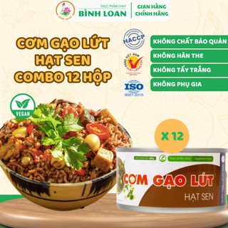 Thực phẩm chay bình loan -combo 12 hộp cơm gạo lứt hạt sen
