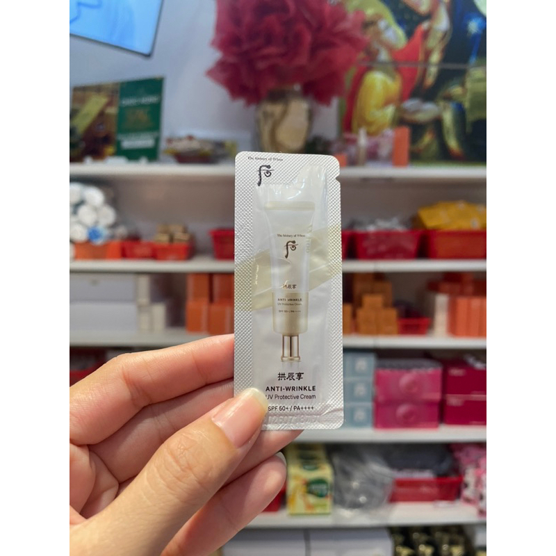 Gói Kem chống nắng whoo vàng chống nhăn whoo wrinkle sun cream gói 1ml