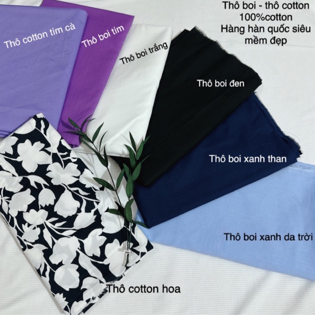 Vải thô boi - thô cotton 100% cotton mềm mát may váy áo
