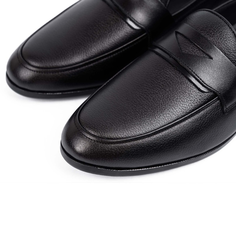 Giày lười Loafers FOR da bò thật Mill hạt màu đen siêu mềm PLF22