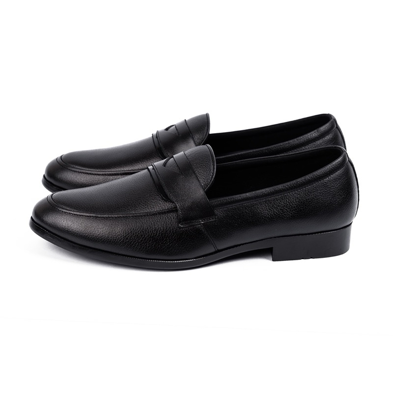 Giày lười Loafers FOR da bò thật Mill hạt màu đen siêu mềm PLF22