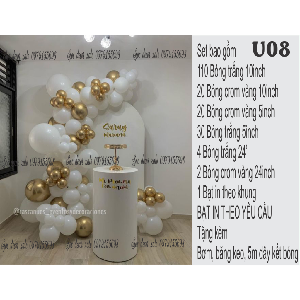 Set kèm khung U, bạt backdrop in theo yêu cầu trang trí khai trương, cưới hỏi ,sinh nhật cho bé