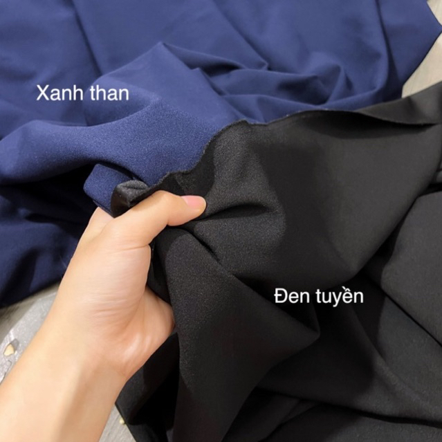 Vải cát hàn đen - xanh than mềm giãn 4c siêu mềm đẹp lên váy áo, quần,… khổ vải 1.6m