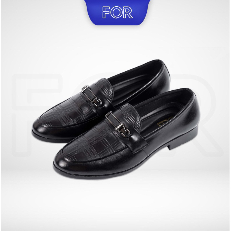 Giày tây, loafers nam da bò FOR cao cấp với thiết kế vân nổi, đế cao su lên chân siêu thoải mái, siêu êm HLF02