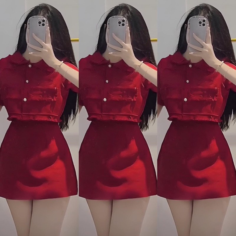 SET CROP BỐ DẠ TRẮNG TƯA LAI + CHÂN VÁY-SẲN