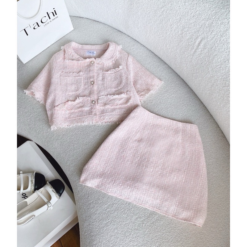 SET CROP BỐ DẠ TRẮNG TƯA LAI + CHÂN VÁY-SẲN