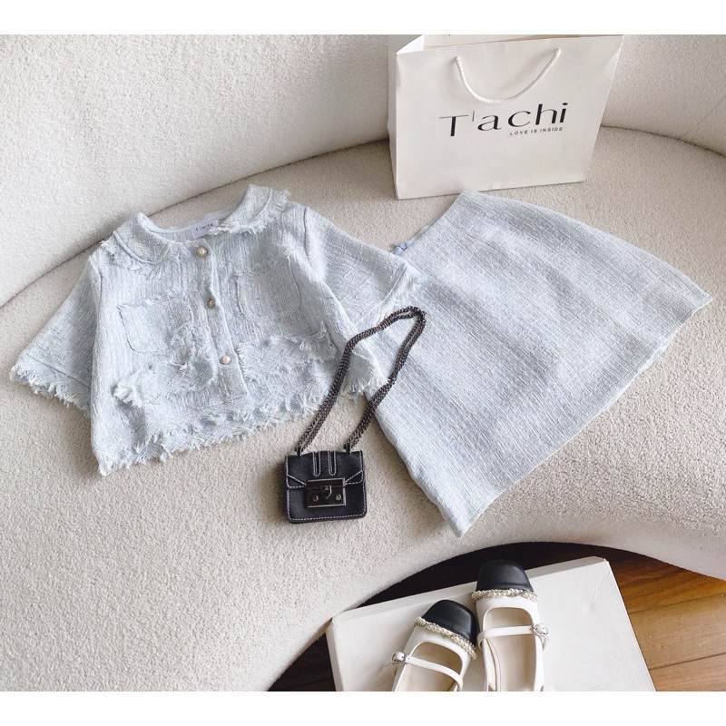 SET CROP BỐ DẠ TRẮNG TƯA LAI + CHÂN VÁY-SẲN