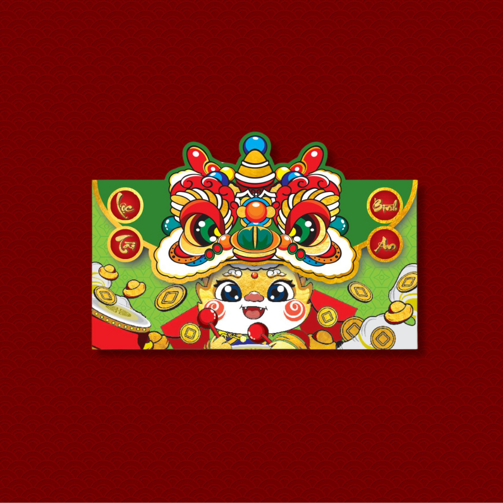 Set 6 Lì Xì Rồng Hot Trend 2024 Mẫu Rồng Gập Nắp Ngang