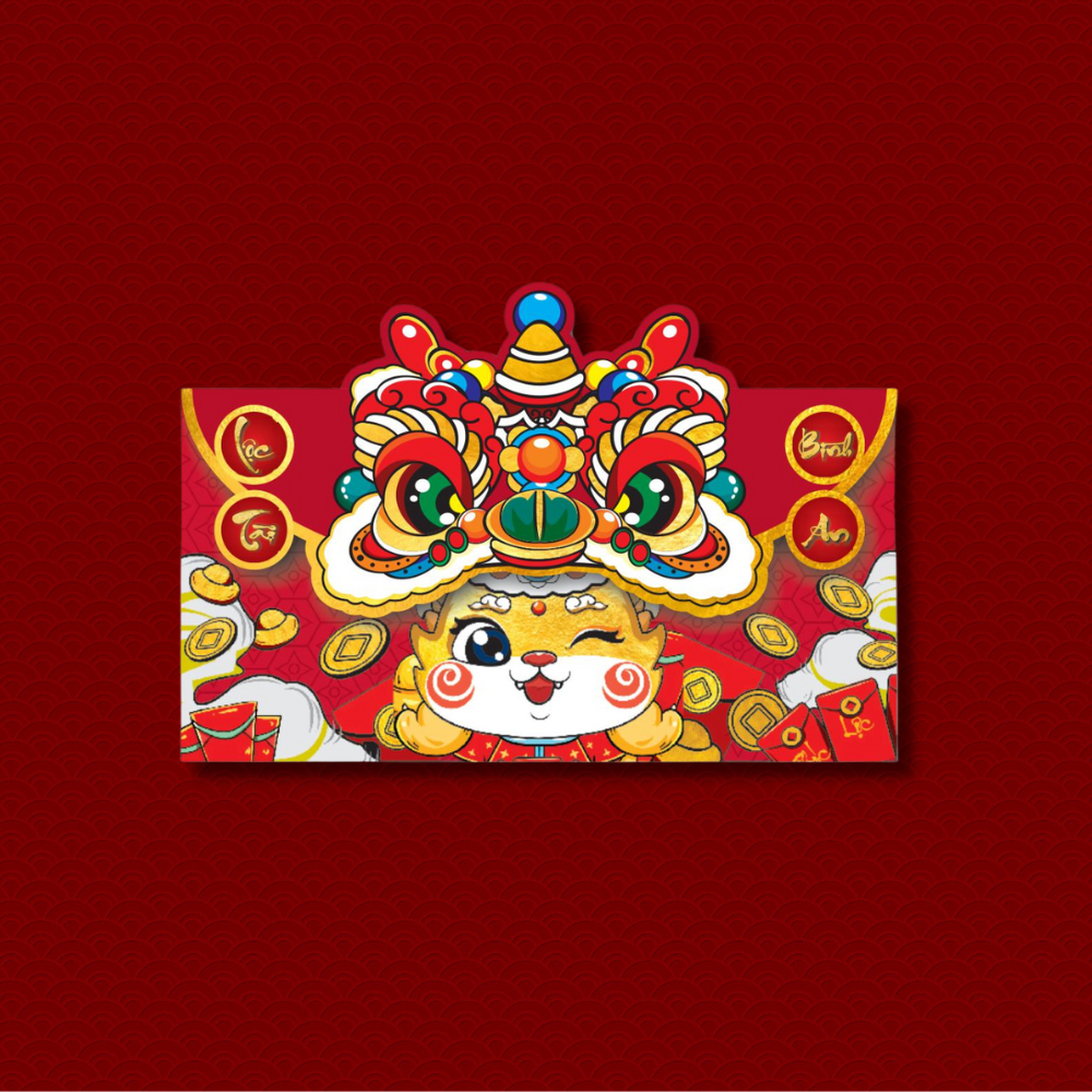 Set 6 Lì Xì Rồng Hot Trend 2024 Mẫu Rồng Gập Nắp Ngang