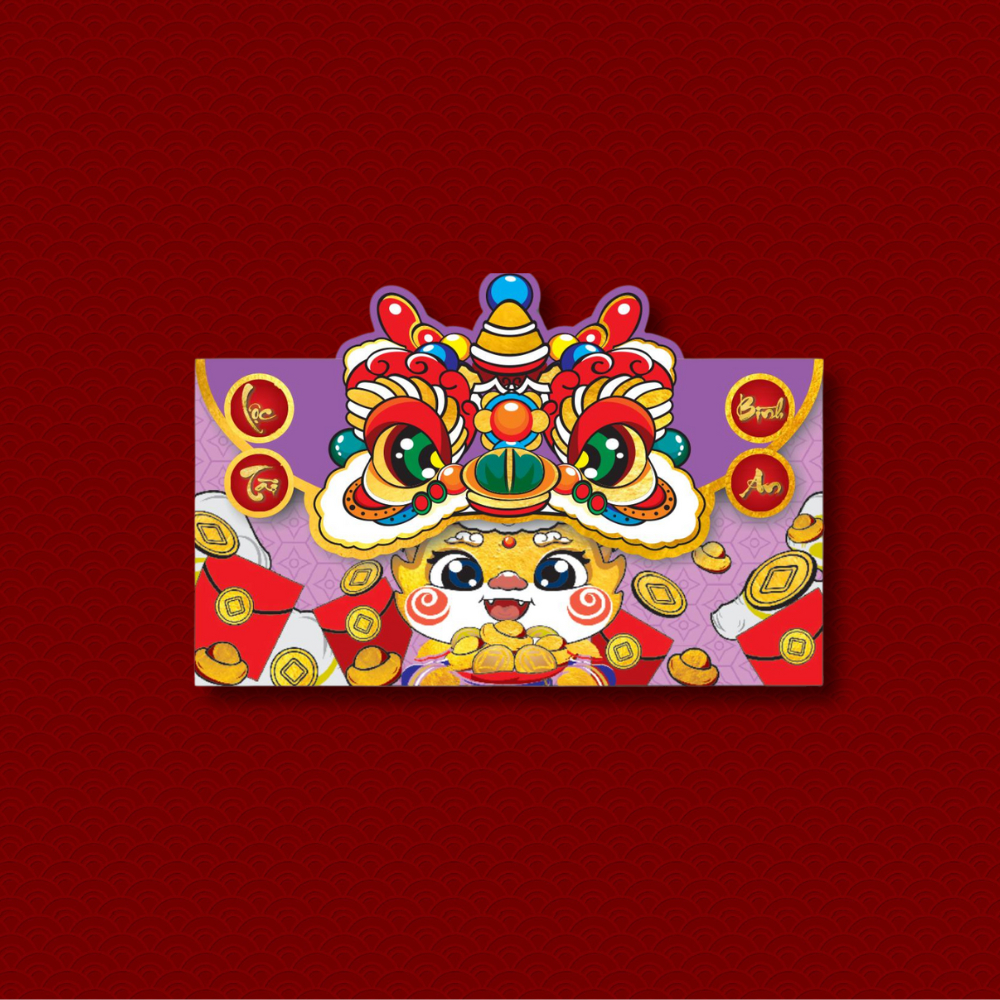 Set 6 Lì Xì Rồng Hot Trend 2024 Mẫu Rồng Gập Nắp Ngang