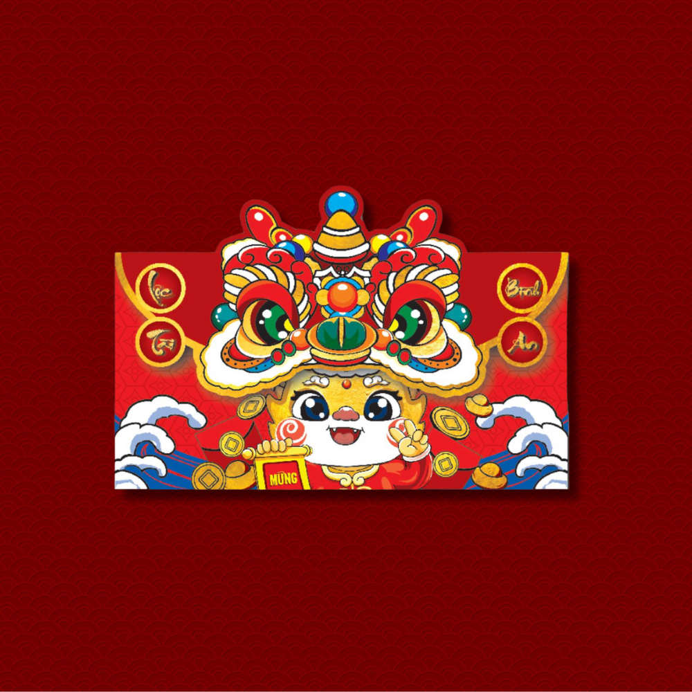 Set 6 Lì Xì Rồng Hot Trend 2024 Mẫu Rồng Gập Nắp Ngang