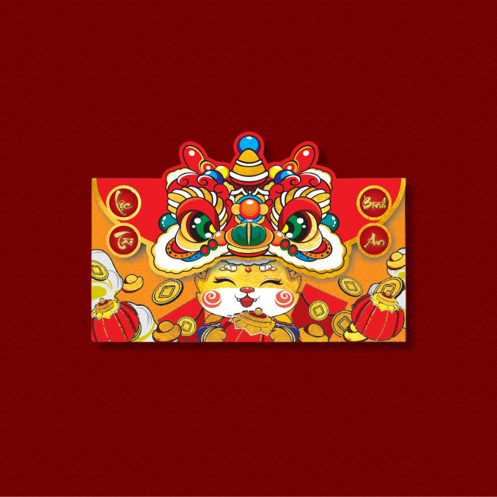 Set 6 Lì Xì Rồng Hot Trend 2024 Mẫu Rồng Gập Nắp Ngang