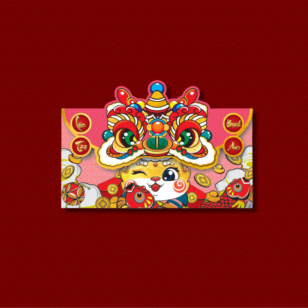 Set 6 Lì Xì Rồng Hot Trend 2024 Mẫu Rồng Gập Nắp Ngang