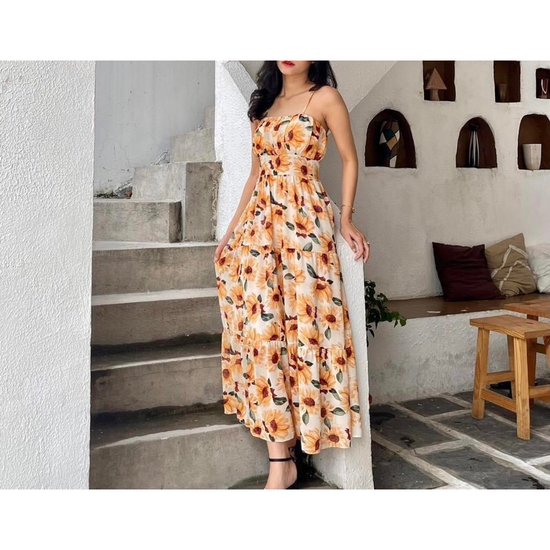 Đầm 2 dây tùng to