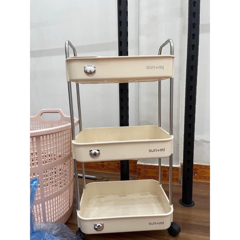Kệ đựng đồ đa năng Sunmix khay nhựa cao cấp , kệ đựng đồ nhà bếp có bánh xe di chuyển