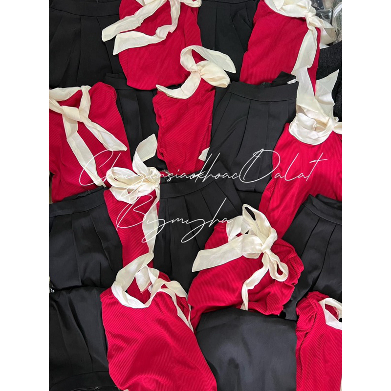 SET ÁO XANH BÈO TAY PHỒNG XẾP LY  + SHORT LƯNG THUN