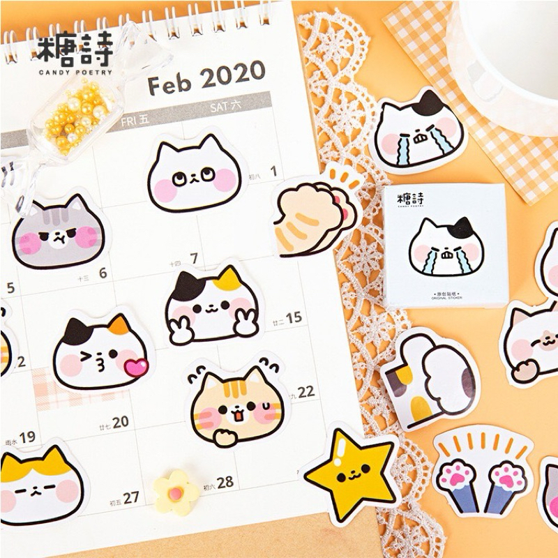 Hộp 45 Miếng Dán Sticker Trang Trí Meow