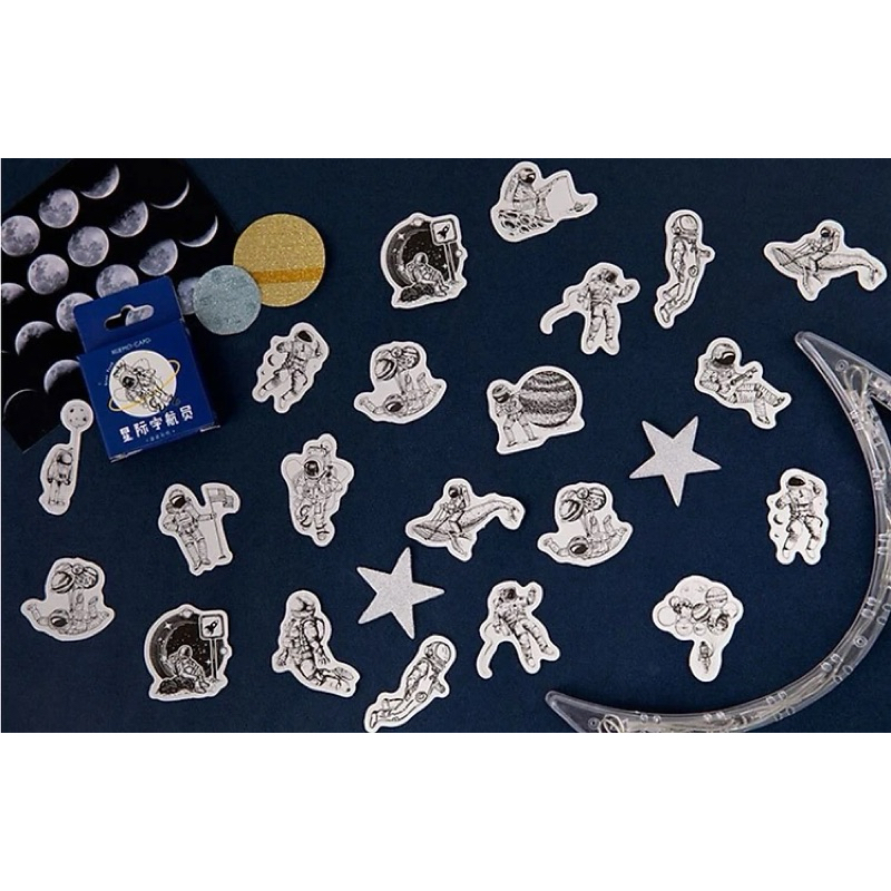 Hộp 45 Miếng Dán Sticker Trang Trí Du Hành Vũ Trụ