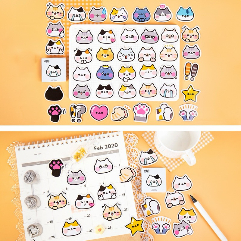 Hộp 45 Miếng Dán Sticker Trang Trí Meow