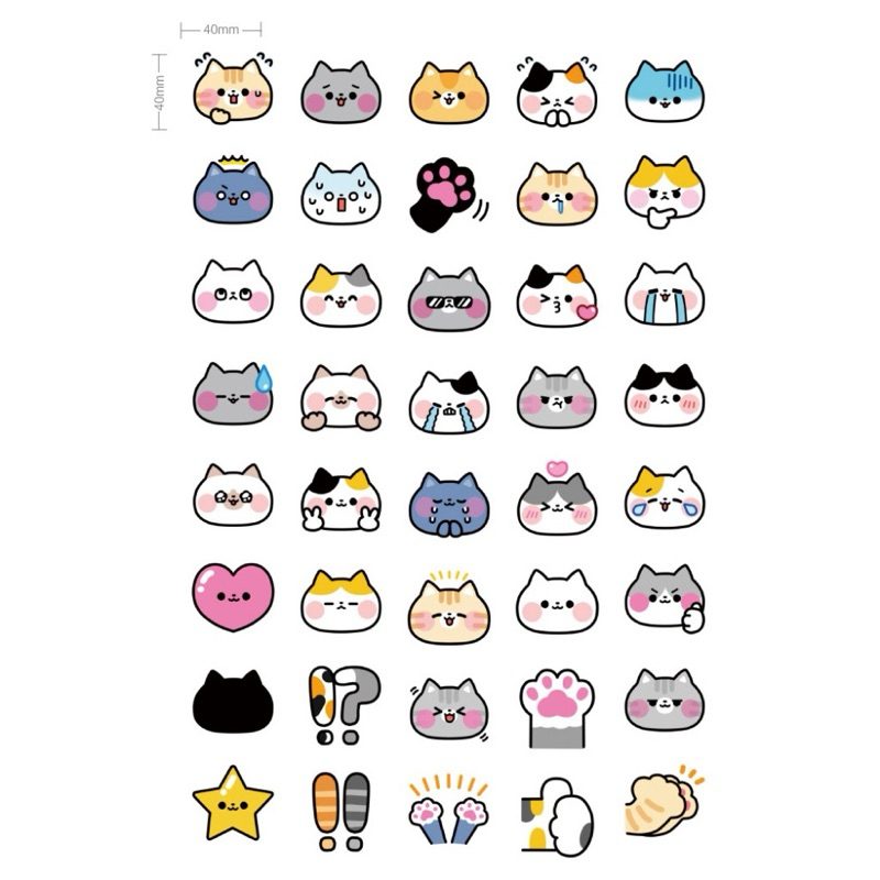 Hộp 45 Miếng Dán Sticker Trang Trí Meow