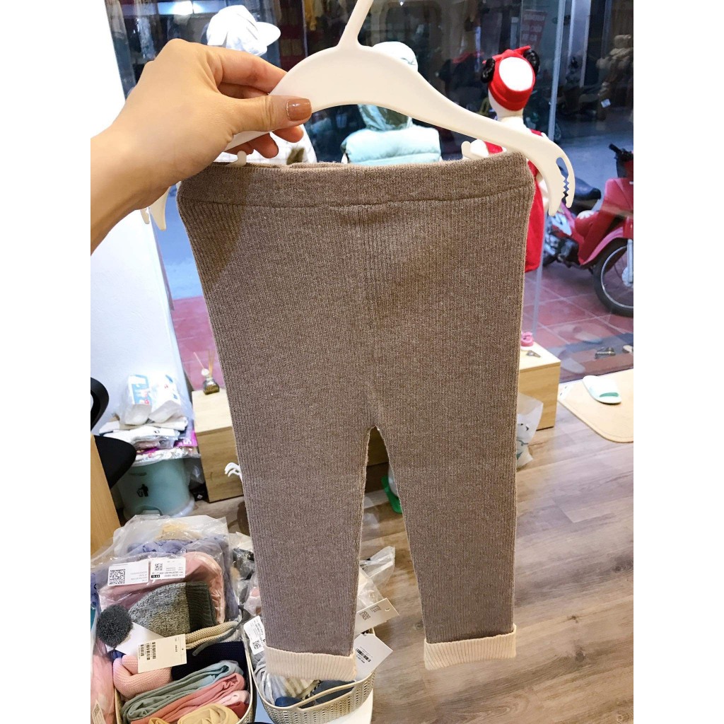 Quần legging len bé gái Hapykids, chất liệu len lông thỏ cho bé từ 1 đến 6 tuổi