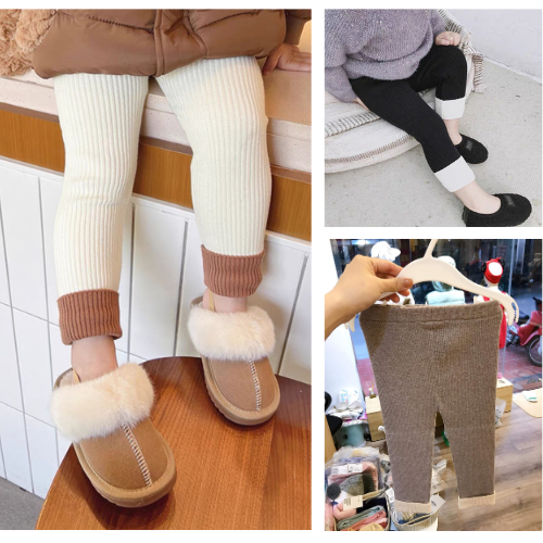 Quần legging len bé gái Hapykids, chất liệu len lông thỏ cho bé từ 1 đến 6 tuổi