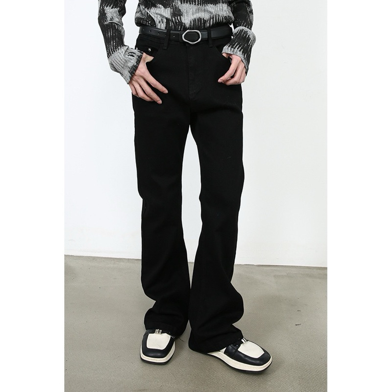 Quần jean nam ống loe màu đen form slim basic phong cách cleanfit, cozy, grunge Brokeboiz