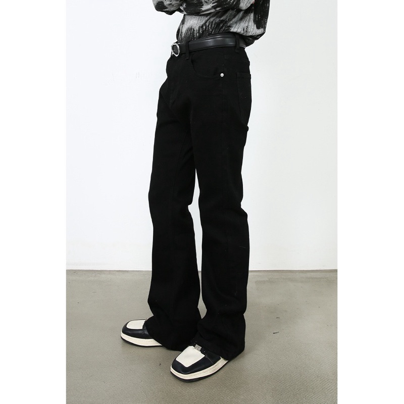 Quần jean nam ống loe màu đen form slim basic phong cách cleanfit, cozy, grunge Brokeboiz