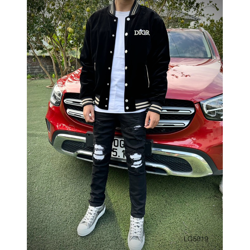 Áo khoác nhung 4 lớp thêu da