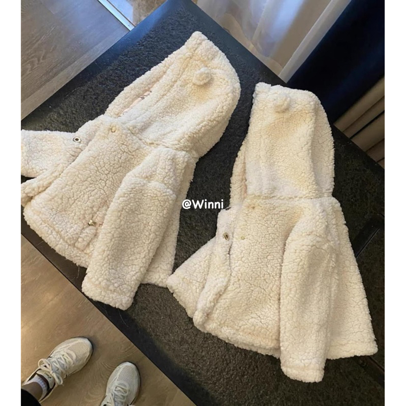 Áo khoác lông cừu trắng cho bé size từ sơ sinh