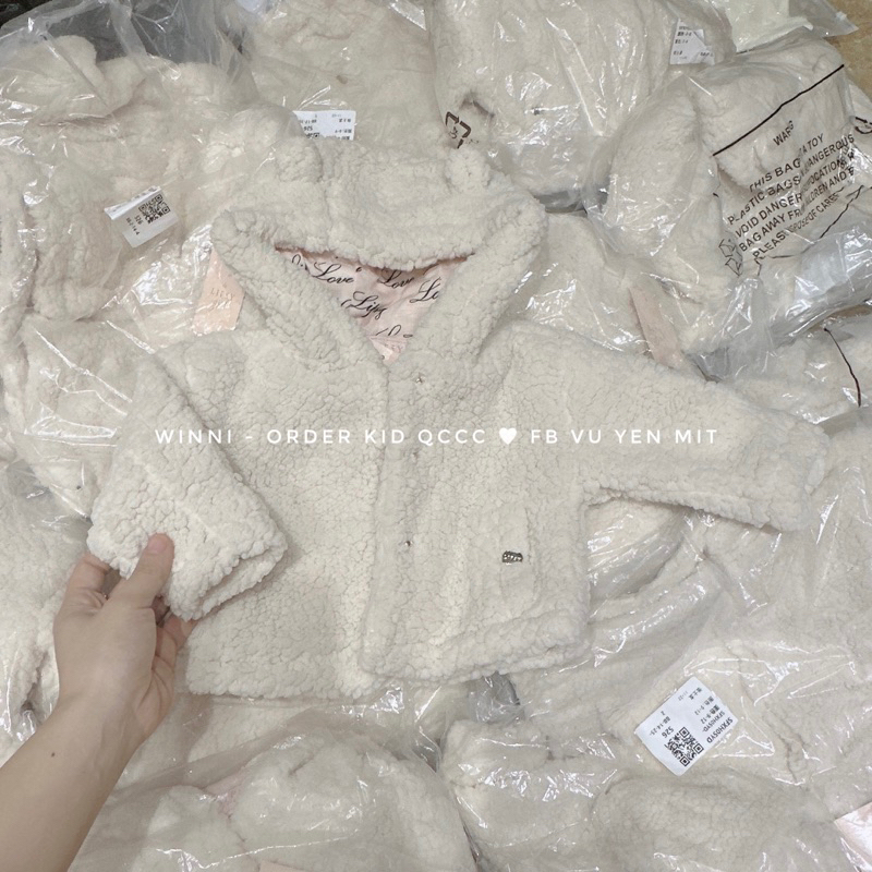 Áo khoác lông cừu trắng cho bé size từ sơ sinh