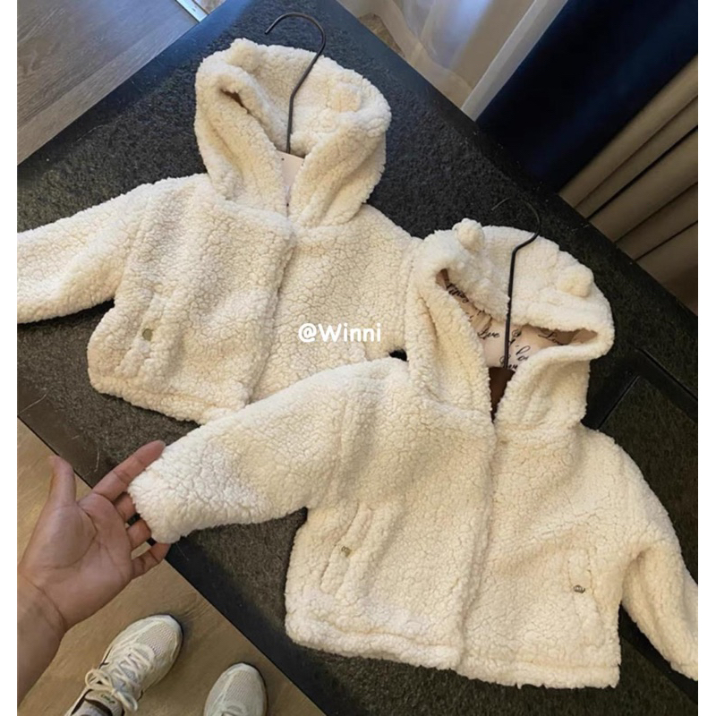 Áo khoác lông cừu trắng cho bé size từ sơ sinh