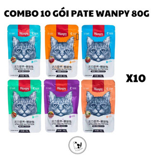 Combo 10 gói pate Wanpy cho mèo 80g mix vị