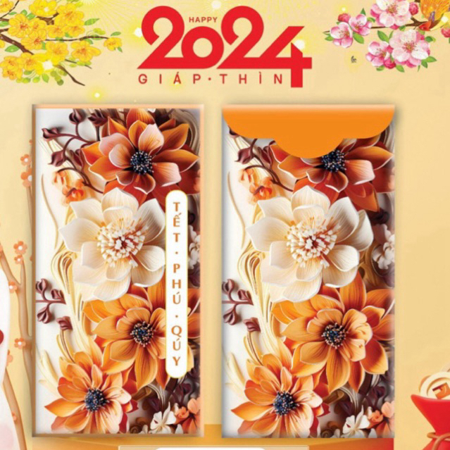 SỈ  Túi Lì Xì Hoa Xuân Cao Cấp 2024 Tết Giáp Thìn Chất Đẹp Size Lớn Được Chọn Mẫu