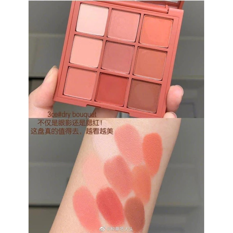 Phấn mắt bảng 9 màu tone chủ đạo màu cam hồng đất Nude - Bảng mắt 3C.E 9 màu cam hồng đất