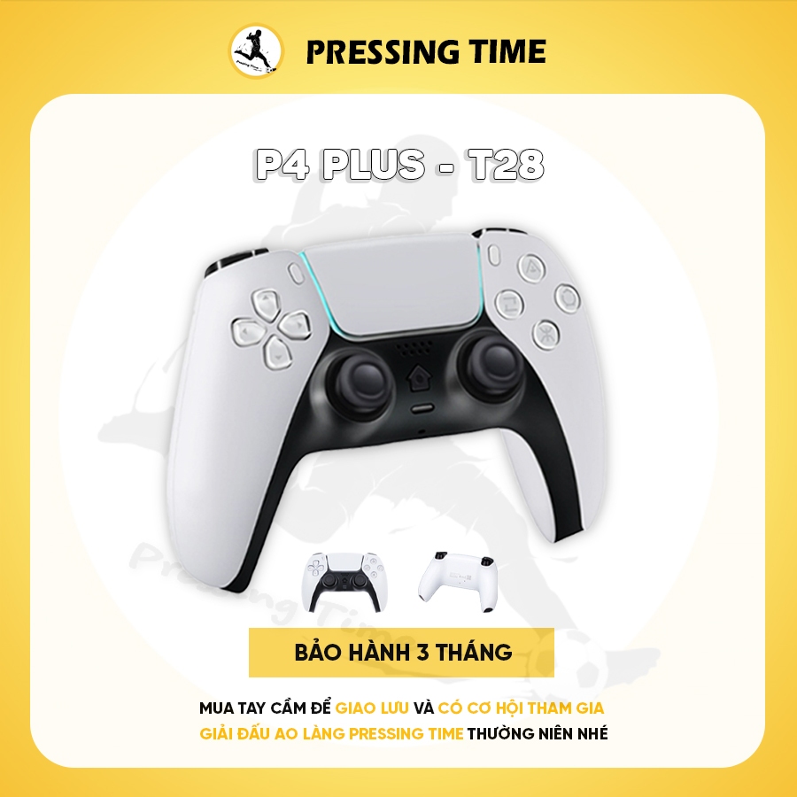 Tay Cầm Chơi Game P4 Plus T28 – Màu Trắng, Joystick 360, Bluetooth, Chế Độ Rung/Lightbar/Touchpad