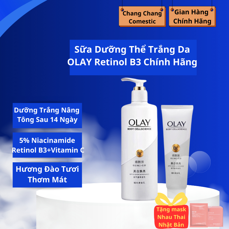 Sữa Dưỡng Thể Olay Retinol B3 Bright Ultra Whitening , Kem Body Nâng Tông Trắng Da Dưỡng Ẩm