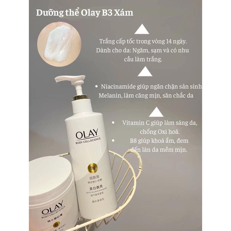 Sữa Dưỡng Thể Olay Retinol B3 Bright Ultra Whitening , Kem Body Nâng Tông Trắng Da Dưỡng Ẩm