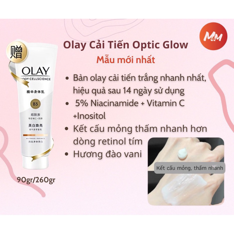 Sữa Dưỡng Thể Olay Retinol B3 Bright Ultra Whitening , Kem Body Nâng Tông Trắng Da Dưỡng Ẩm