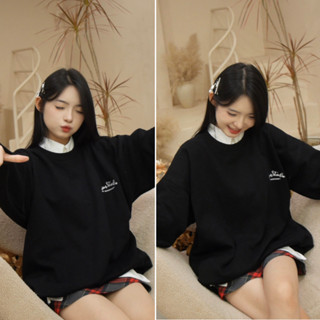 Áo sweater nỉ ép Hàn form rộng basic phong cách Hàn Quốc KEMSHOP