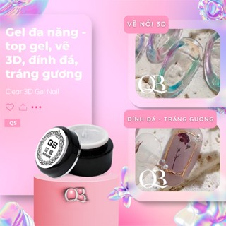 Gel QS đa năng gel vẽ 3D thủy tinh 20ml, gel tráng gương, làm dày móng, top bóng