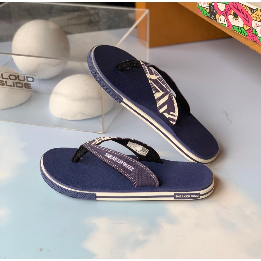Dép Sneaker Buzz xỏ ngón xanh đen quai sọc 1SB0047